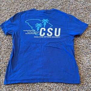 Blue Short Sleeve Tee with Graphic Design